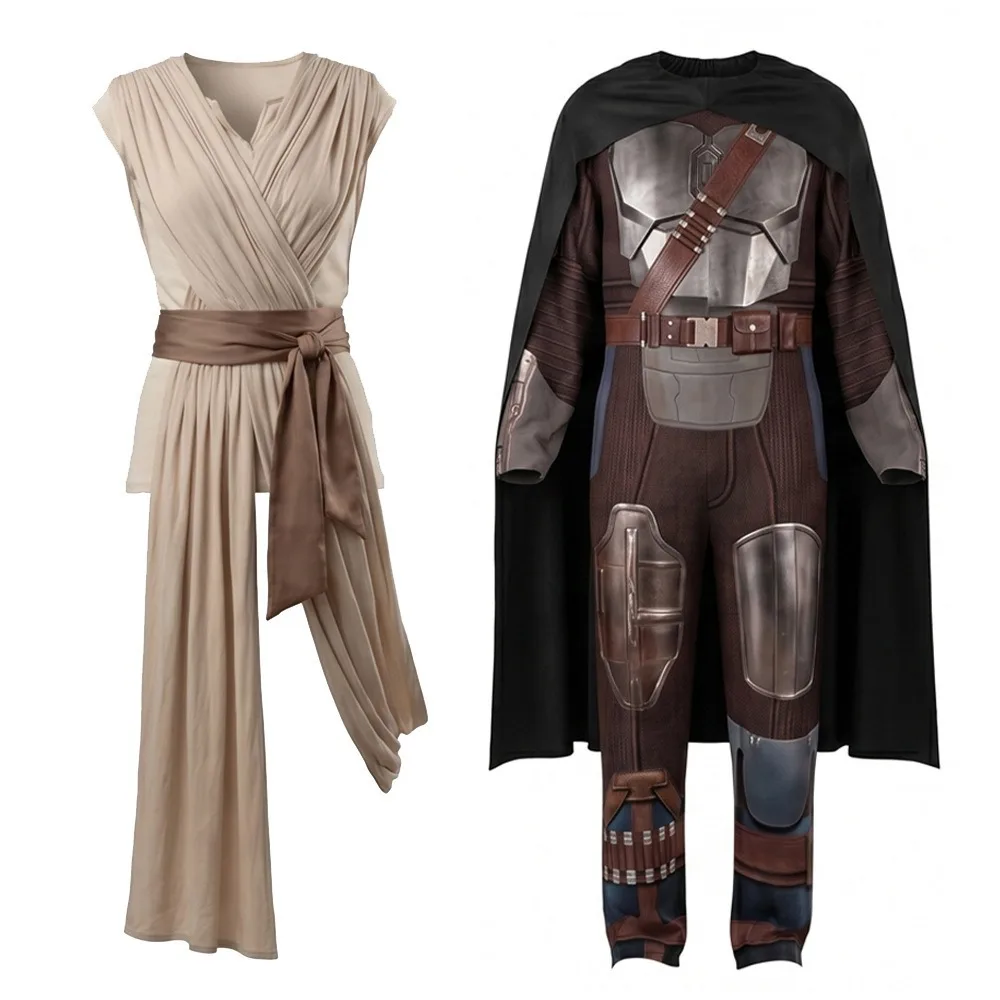 Rey Female Din Djarin Male Cosplay Costume Anime Cosplay Set Halloween PartyStagePerformanceCOS110-XXXL Soft Fabric in Star Wars