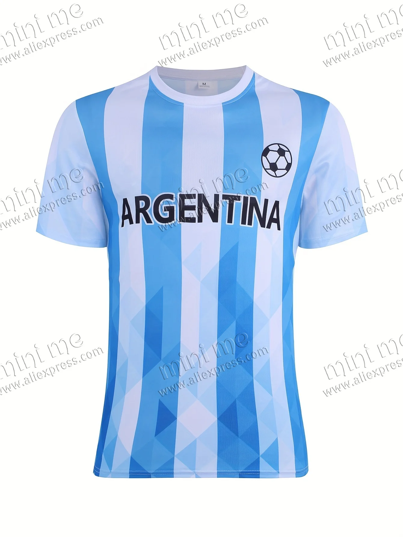 

2025 Summer Hot-selling New Argentina Striped Graphic 3D Printed Football Jersey T-shirt Classic Breathable Sports Training Top
