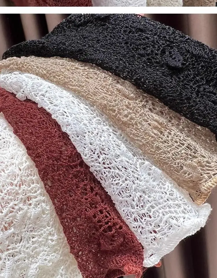 Damen-Oberteil mit Rundhalsausschnitt und Spitze, neues Herbst-/Winter-Modell, durchsichtiges Netzstoff-Langarmshirt, figurbetontes, elegantes und modisches Oberteil für den Innenbereich. – Detail 13