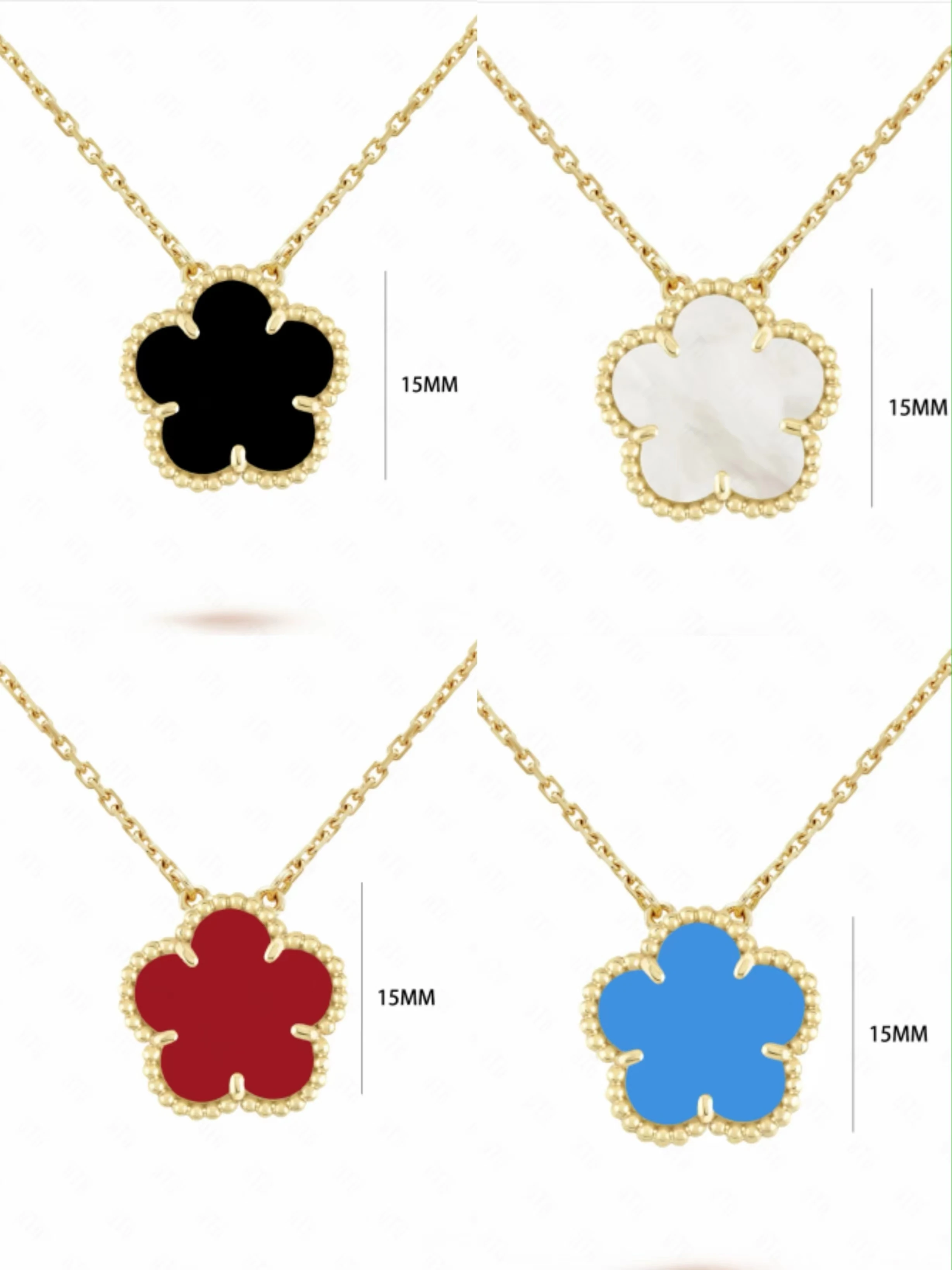 Classic fashion High quality natural stone shell five-leaf flower necklace Simple floral necklace exquisite girl girl party acce