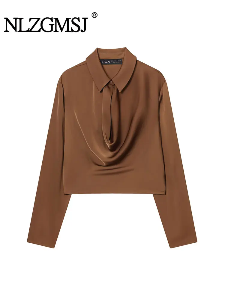 

NLZGMSJ Vintage Chic Women Blouse Solid Long Sleeve Blouse New Fashion 2025 Spring Autumn Office Lady Shirts