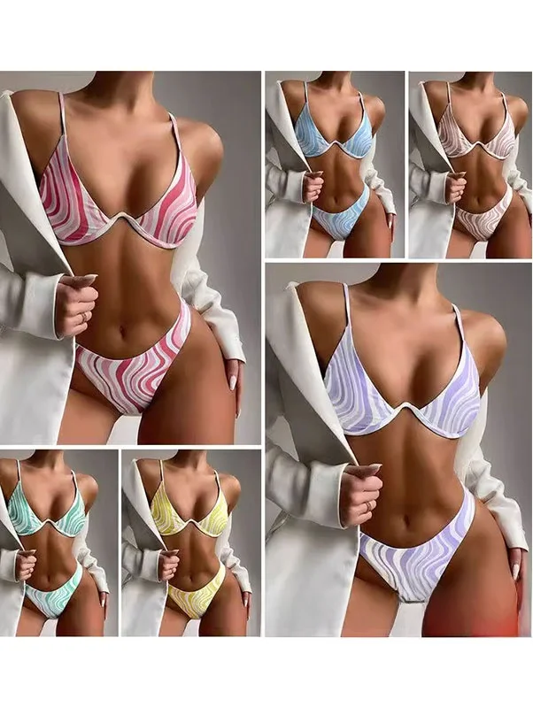 

Новинка 2026: Женский стальной купальник-бикини с раздельным дизайном, плавки с эффектом пуш-ап, эксклюзивно для онлайн-продаж, V-образный вырез, стройнящий силуэт