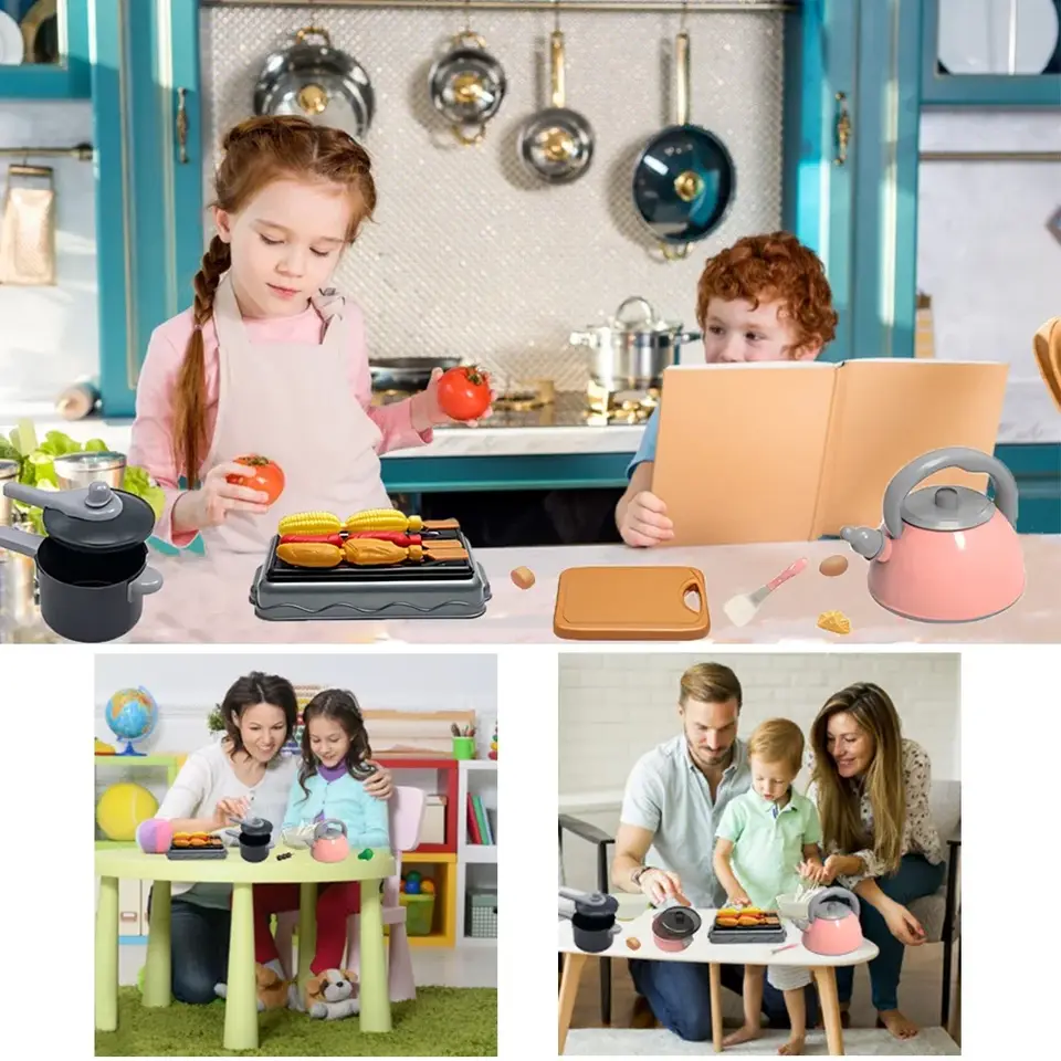 أطفال المطبخ مجموعة ألعاب 92/69/59 قطعة اللعب اكسسوارات المطبخ عدة مع اللعب الأواني التظاهر الغذاء الطبخ لعبة طفل الفتيات الصبي هدية - 2