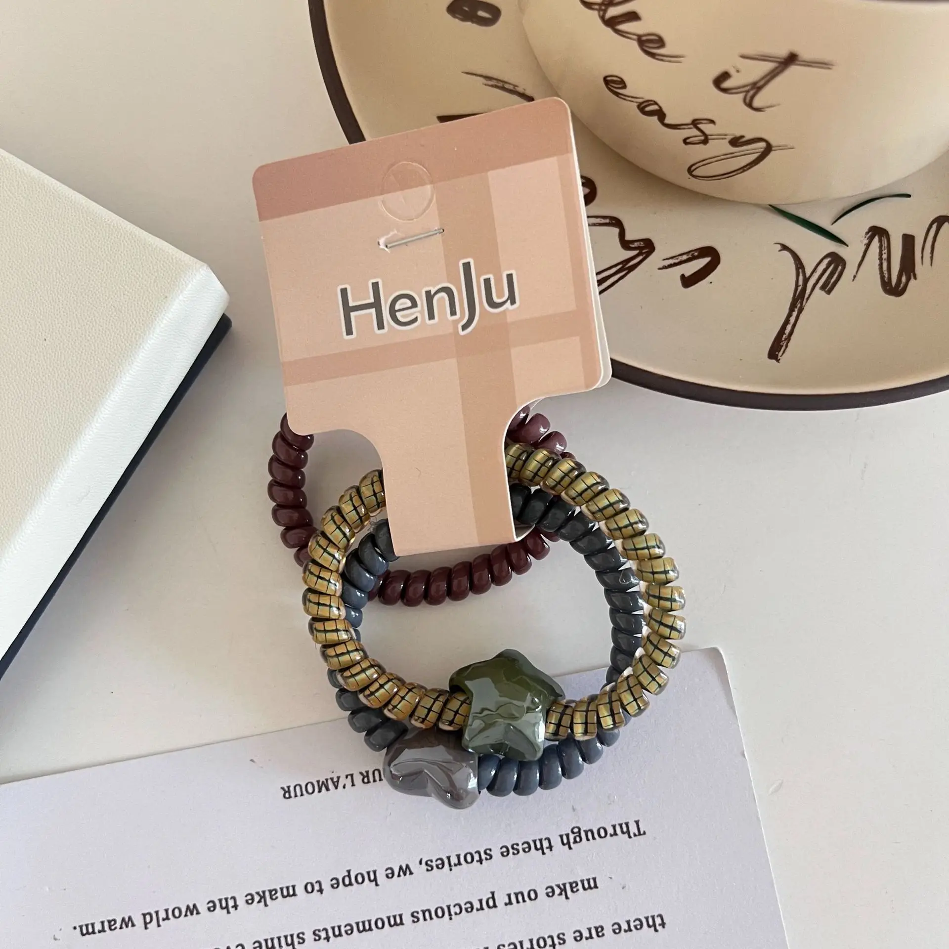 New Korean-style checkered phone cord hair tie women premium elastic hairband with high elasticity durable and long-lasting 30PC
