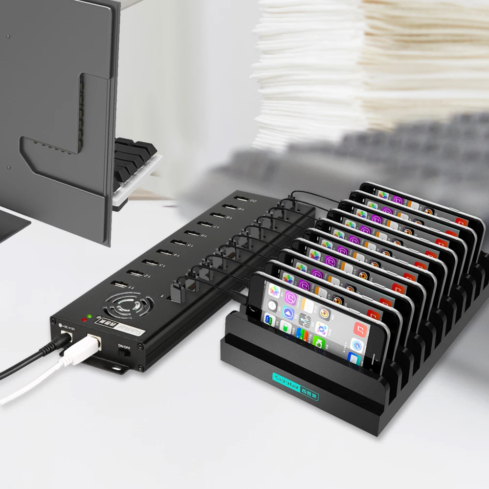 

High Quality Industrial Grade 20 Ports Charging and Data Usb 2.0 Hub Oem Odm with External Power Station Supply Sipolar A-805P