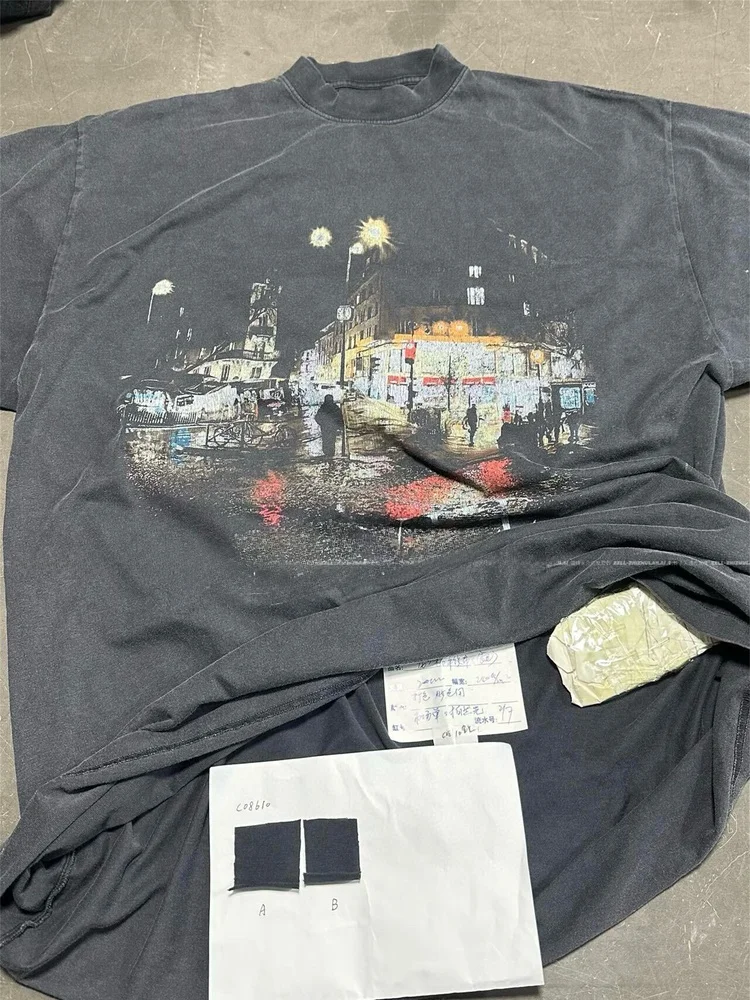 

Футболка с принтом ночного пейзажа Waed Bla Night Scene, VANA ILUSION Paris Night Color, свободного кроя, хлопковая, для пар