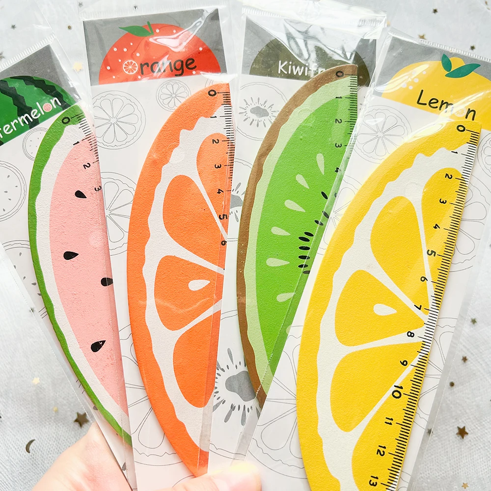 1 PC Kawaii Fruit Wood Ruler Schule School Supplies Accessories Cute Korean Stationery School Rules Bookmark Office Gadgets