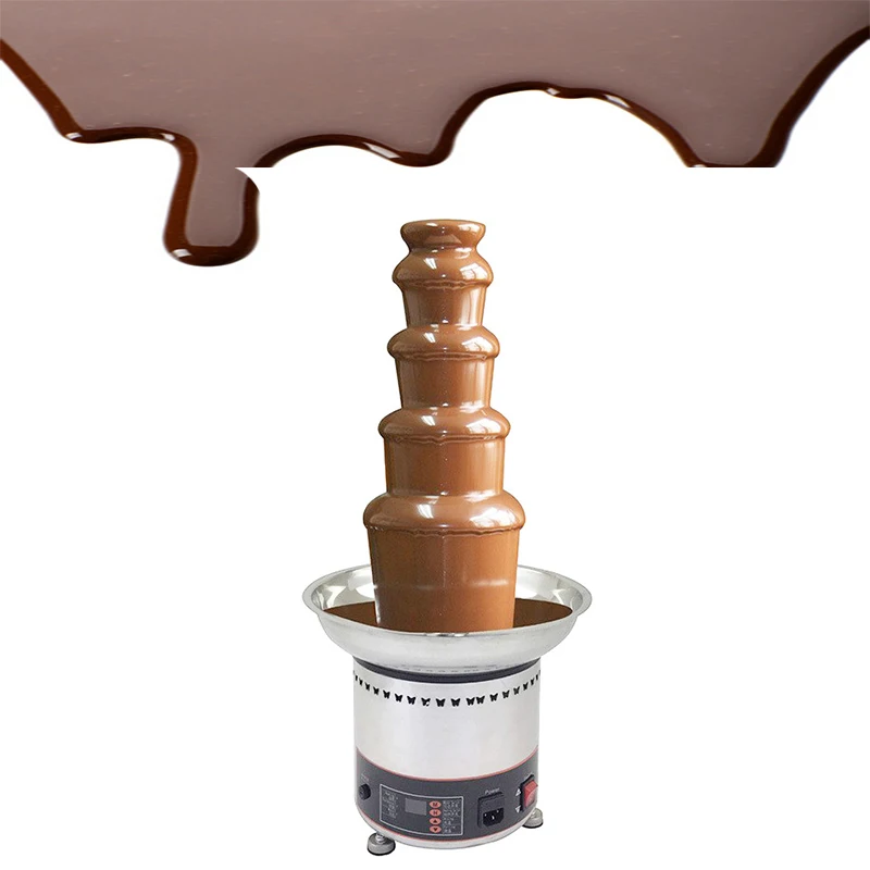 Chocolate Fountain Machine Electric 5 Layers Chocolate Waterfall Machine Warming Function Chocolate Fountain Melting Tower