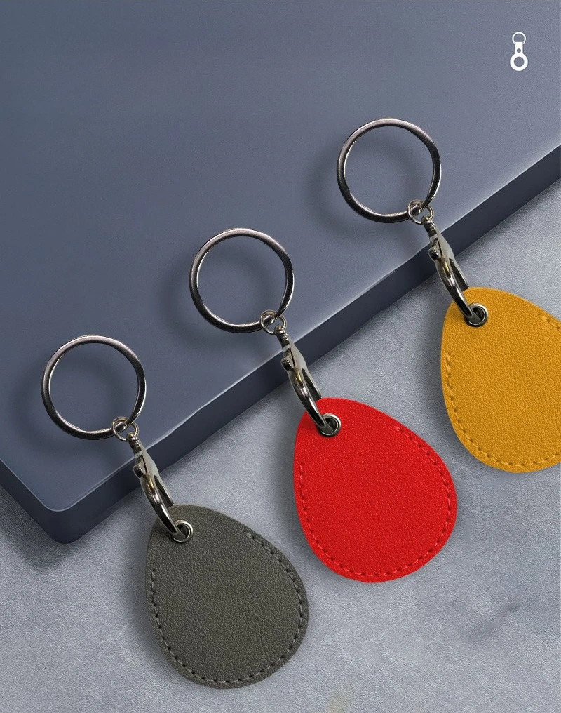 1PCS PU Leather Mini Card Holder Keychain Key Ring Door Lock Access Tags ID Card Case Keychain Access Card Bag Key Tag Ring