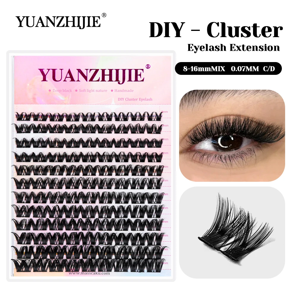 

Factory Wholesale 0.07mm Thickness Ribbon DIY Clusters Lash Reusable Multi-texture Heat Bonded Segmented Lashes Bundles in Stock