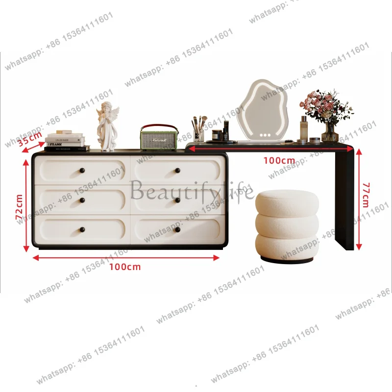 YJ French Vintage Vanity Table Premium Organizer Drawers Storage Vanity Table Design Bedroom Coiffeuse De Chambre Furniture