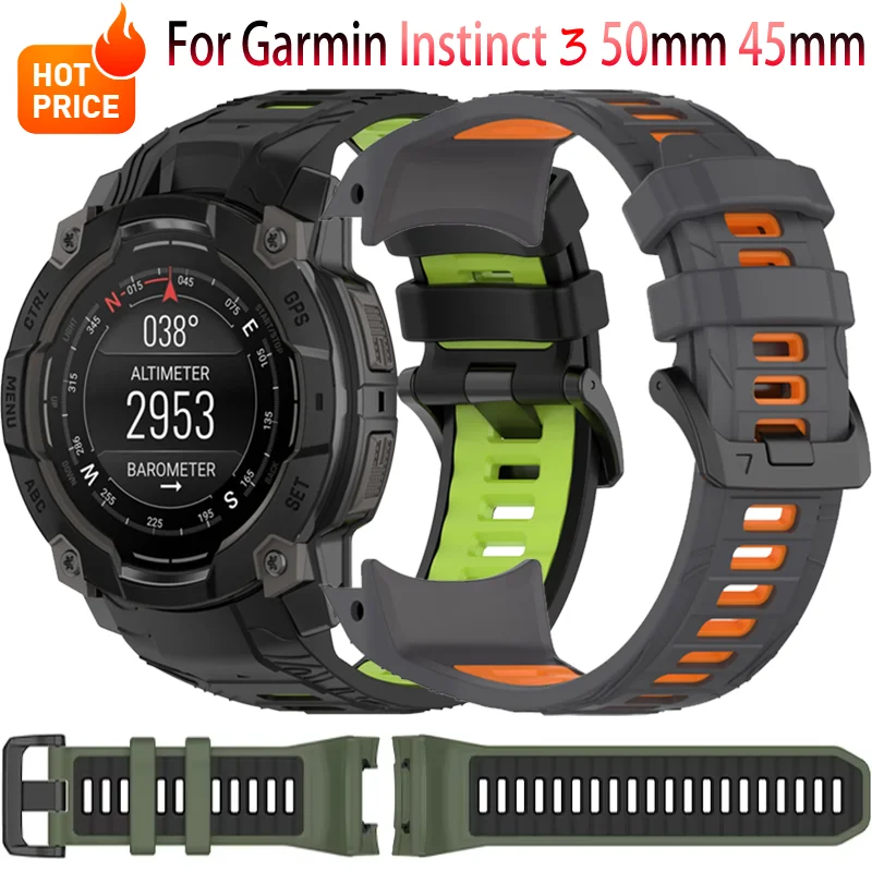 Silicone Band For Garmin Instinct 3 SOLAR 50mm 45mm Official Breathable Bracelet For Garmin Instinct 3 AMOLED 45/50mm Correa
