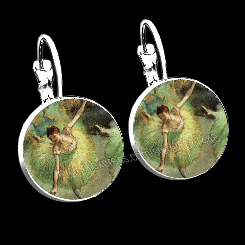 2023 Ballet Dancer Earrings Dancer Oil Painted Glass Earrings Suitable for Girls and Women Who Love Dancing Art Earrings