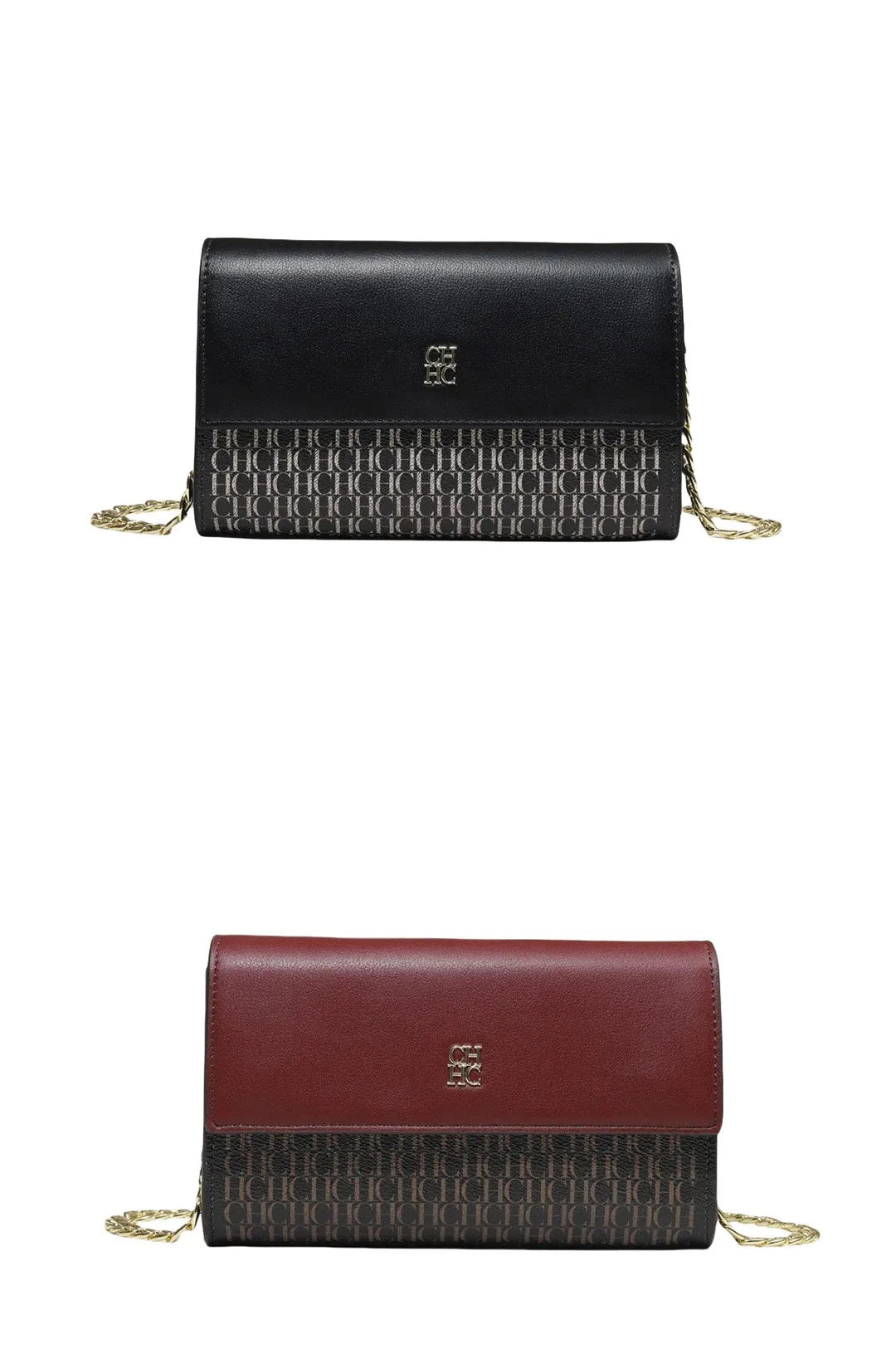 CH Damen Umhängetasche mit Buchstaben-Print und Metallkette, Schultertasche aus PU-Leder, Kleine Damen-Abendclutch, Geschenk – Detail 7