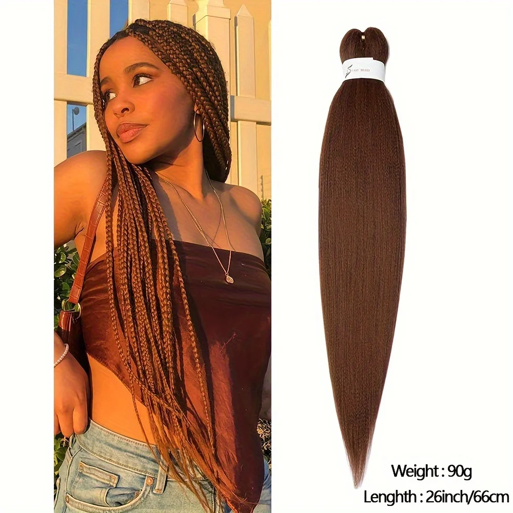 Предварительно растянутые плетеные волосы - 26 дюймов, 1 упаковка, коробка для настройки горячей воды, плетение крючком, наращивание волос для плетения