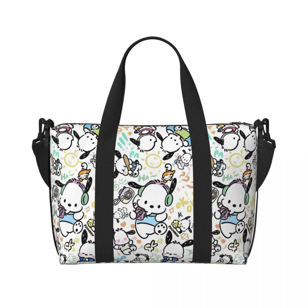 

Custom Pochacco Cute Cartoon Tote Bag for Women Big Capacity Fashion Film Gym Beach Travel Bags