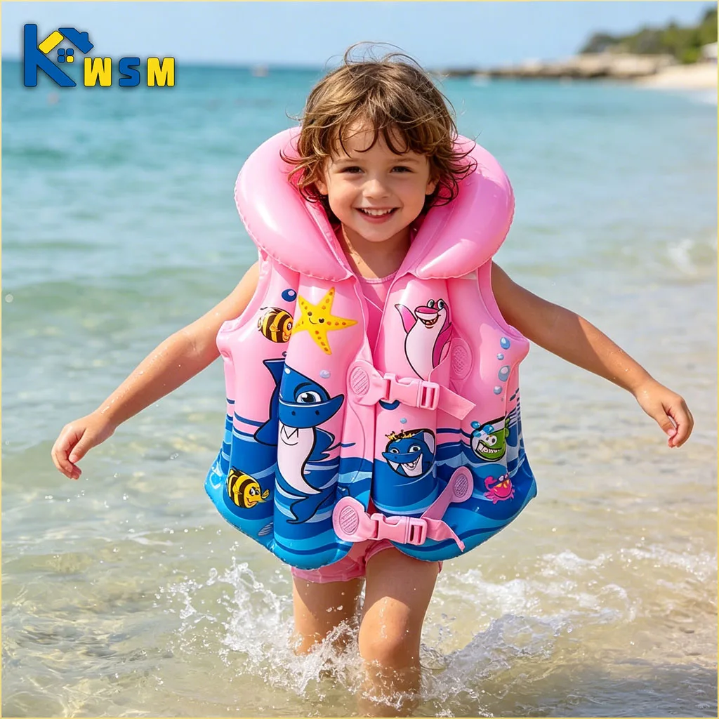 Chaleco salvavidas grueso para niños, chaleco inflable para nadar, flotador de PVC para niños pequeños, ayuda de flotabilidad para piscina y playa, 1-5 unidades