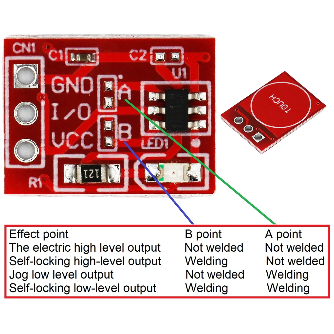 20PCS TTP223 Touch Key Capacitive Switch Button Module Capacitor Type Self-Locking/No-Locking Single Channel Reconstruction