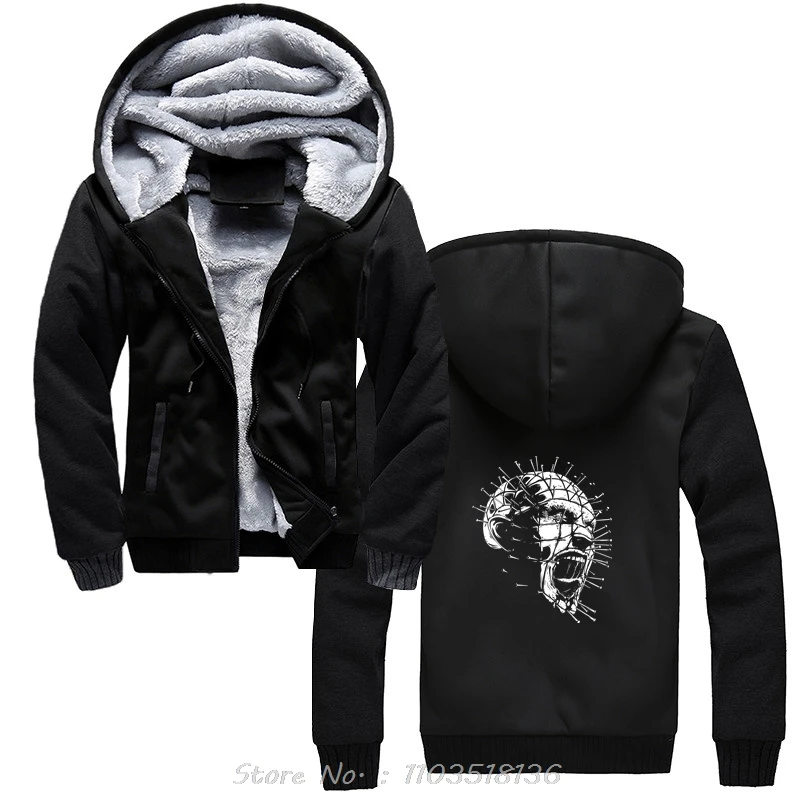 Men Hoodie Hellraiser Pinhead Horror Novelty Hoody Clothing Cotton Jacket Zip Up Hoodies Coats Winter Streetwear