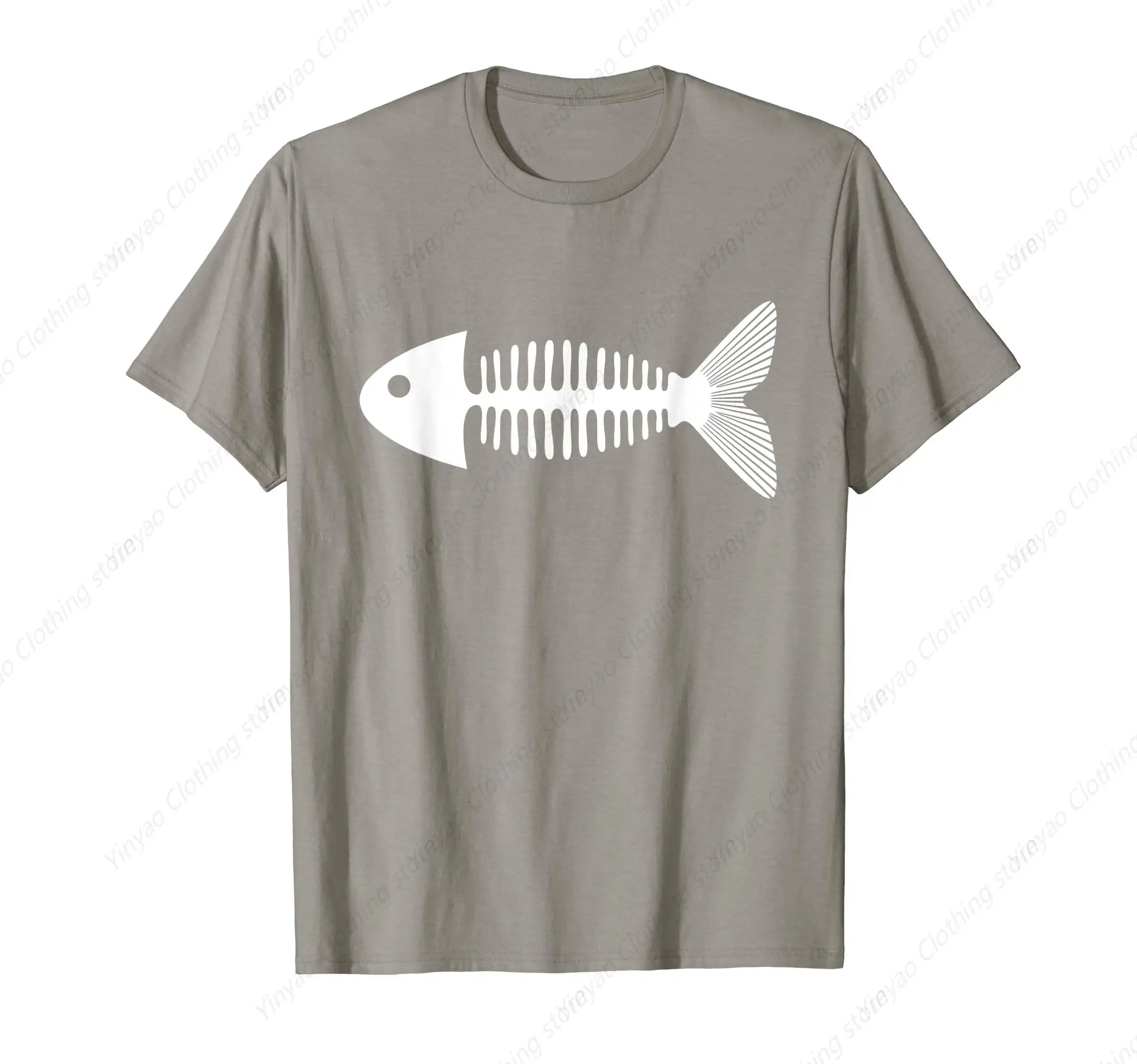 

Fun Fish Bone Hip Hop Street T-shirt Fashion Personalized Custom Short Sleeve Men's and Women's Cotton Casual T-shirts