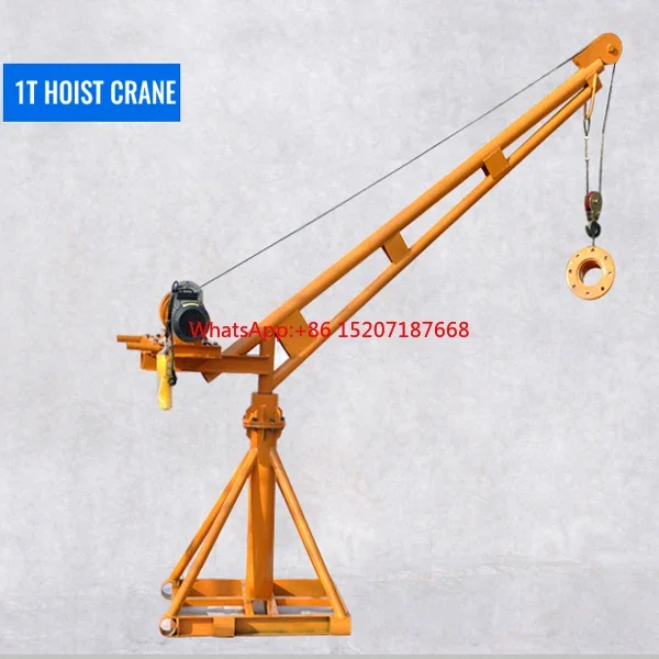 

360 Degrees rotate 500kg 1000kg 2000kg small outdoor use mini engine crane construction materials lift crane