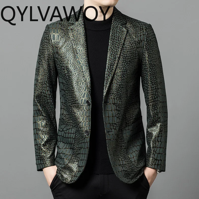 QYLVAWOY Spring Autumn Real Leather Jackets Man Sheepskin Blazer Masculino Leather Coats Notched Lapel Blazer for Man Jaqueta