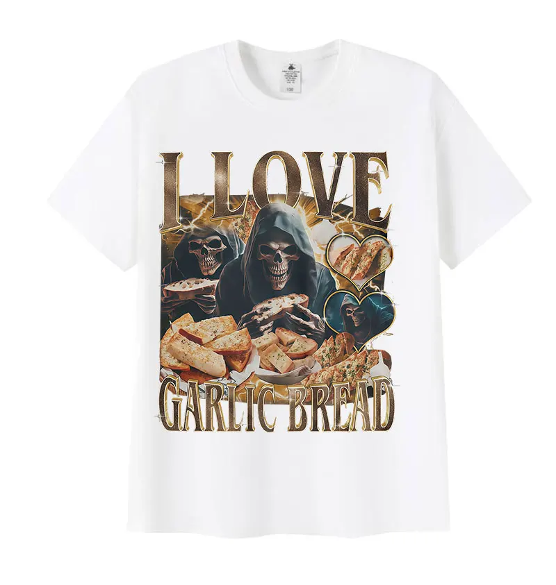 Amante engraçado gótico alho meme gráfico t camisas das mulheres dos homens do vintage esqueleto verão algodão manga curta camiseta solta streetwear