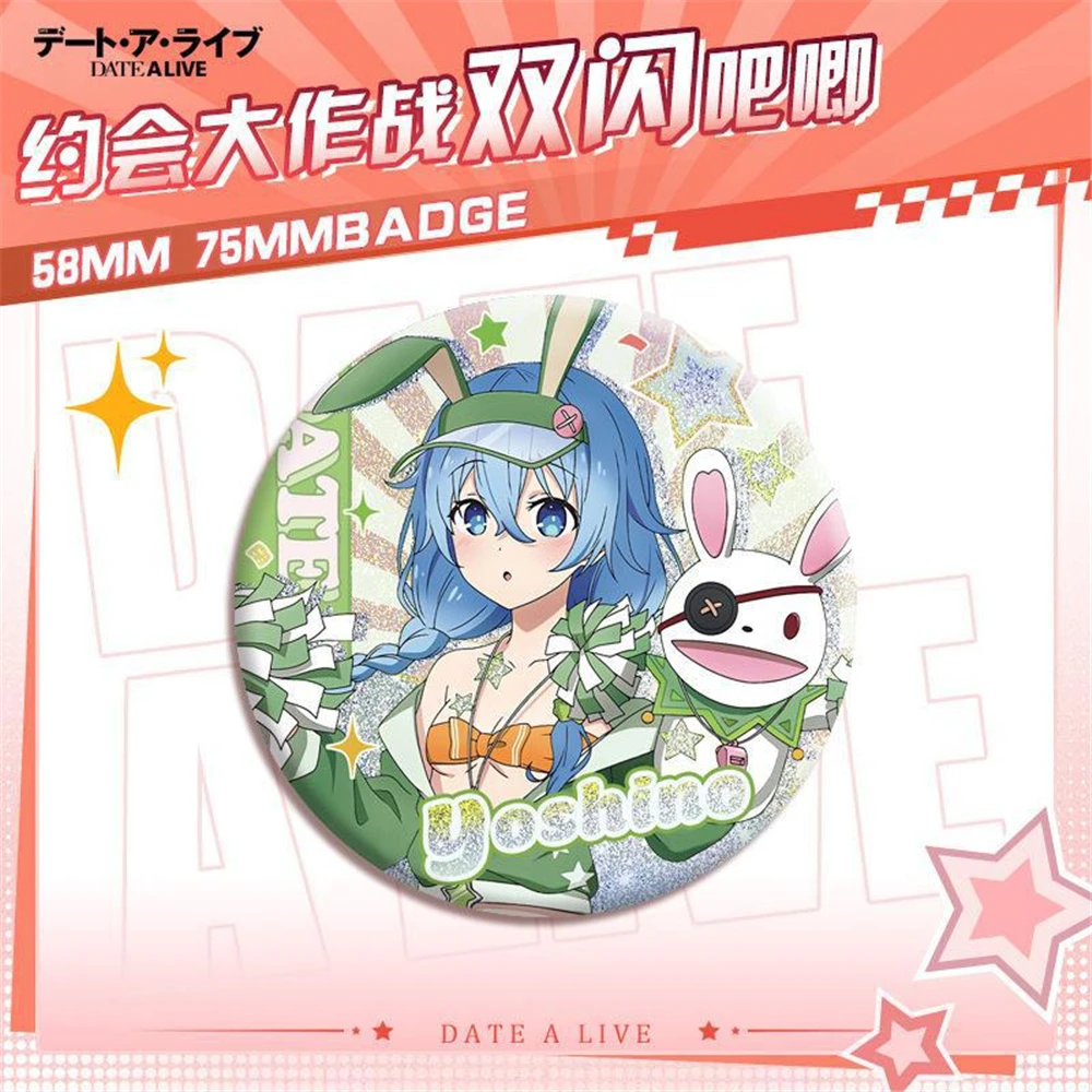 Anime DATE A LIVE Himekawa Yoshino Hermit Tokisaki Kurumi Cosplay Costume Badge Pin SPTE Tinplate Brooch Accessories Prop Gift