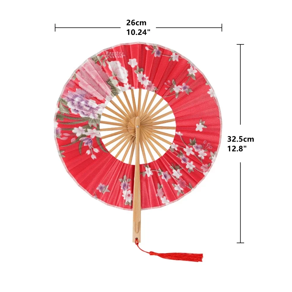 Vintage Folding Fan for Ladies, Japanese Sakura Round Hand Fan, Wedding Dance Party Accessories, Home Decor