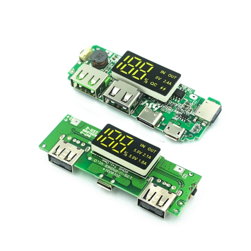 LED Dual USB 5V 2.4A Micro/Type-C USB Mobile Power Bank 18650 Charging Module Lithium Battery Charger Board Circuit Protection