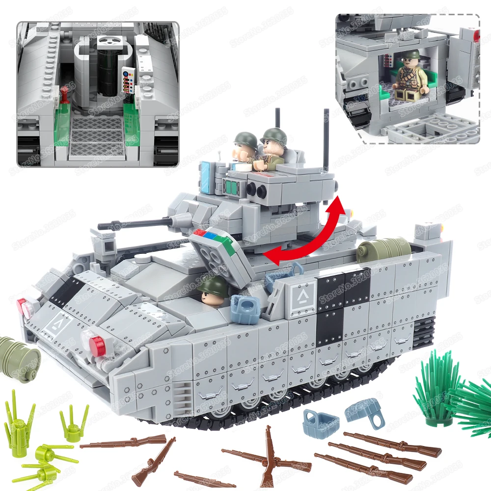 Chariot M2A3 Bradley Infantry Tank Military Building Block Assembled Moc Figures War Weapons The Armor Model Child Gift Boy Toys