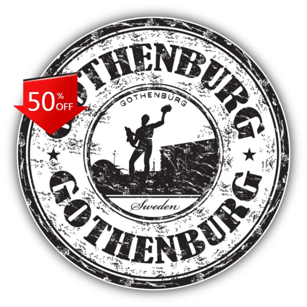 

Gotheburg City Sweden Grunge Cute Car Laptop Window Bumper Waterproof Vinyl Decal Sticker Funny Unique Vintage Cool Unique