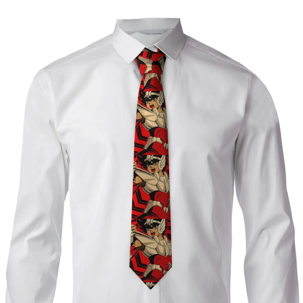 Knights Of The Zodiac Pegasus Seiya Saint Seiya Anime Necktie for Men Silk Polyester 8 cm Neck Ties Party Accessories Tie