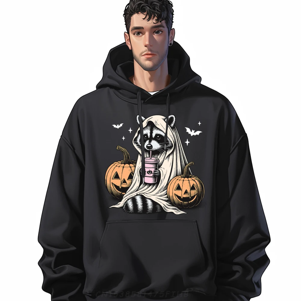 

halloween raccoon ghost Free Shippping Clothes Shirts For Men HOLIDAYS Man Sweatshirts