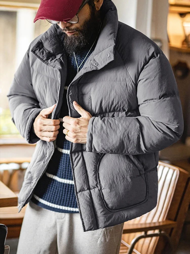 

Maden American Sle ort Jaet oulder Pad Nylon Pearl Cotton Warmth Add Thiened Zipper Closure Casual Youth Outerwear