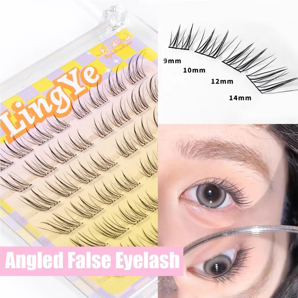 Slanted False Eyelashes Glue-free Ultra-thin Segmented Eyelashes Makeup Extension Manga Lashes Eyelash False Nature Curl Q4Y9