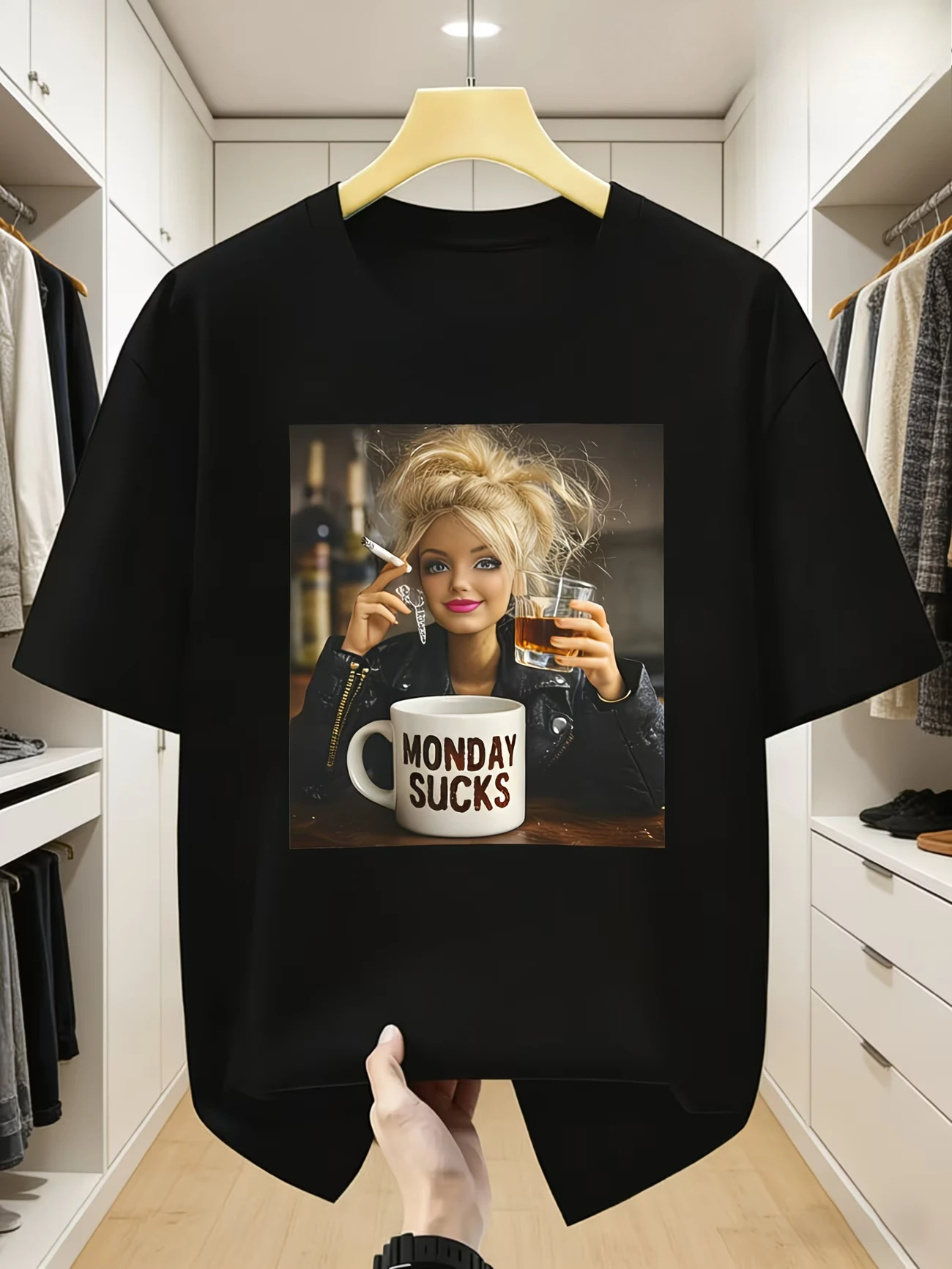 Humor Doll Face Meme I HATE MORNINGS MONDAY SUCKS T Shirt Men's Cotton Women Streetwear Oversized Tee Summer Spring Top Novelty