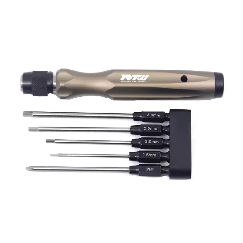 1Set RTW Hex Phillips Screwdriver 5 in 1 Tool Kit 1.5/H2.0/H2.5/H3.0mm/PH1 holder For RC FPV Model Airplane Repair Tools