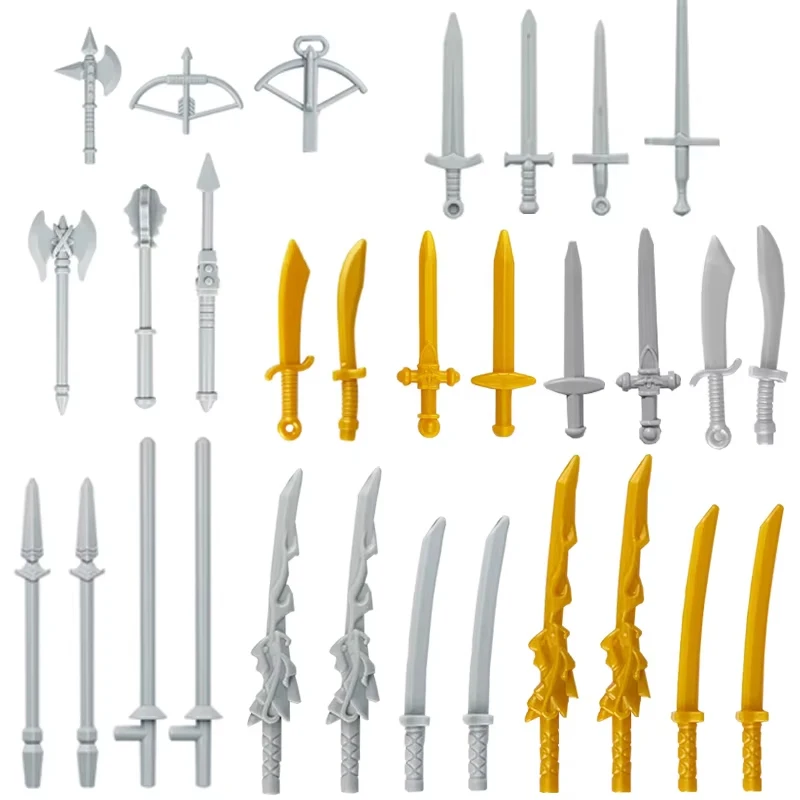 Accesorio Medieval Waffen, bloque de construcción, figura de soldado, escudo de guerrero espartano, cuchillo, hacha Orc, espada rey, hacha, espada ancha, juguete de ladrillo