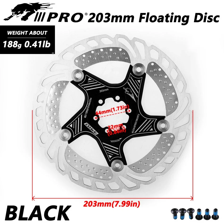 IIIPRO 6-Bolt Brake Disc 140mm/160mm/180mm/203mm Brake Disc Rotor Floating Cooling Heat Dissipation DH 6 Inch MTB/Road Bike