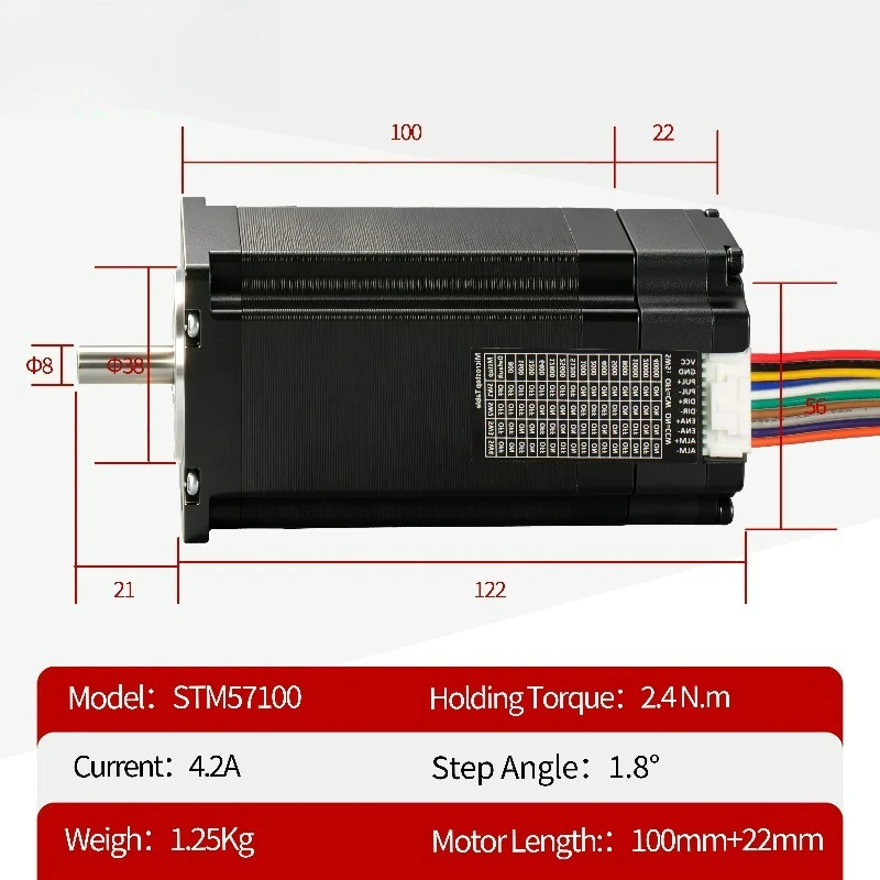 57x57x100+22mm 2.4NM Nema 23 Hybrid Closed Loop Integrated Stepper Motor Driver DC36V for 3D Printer Engraving