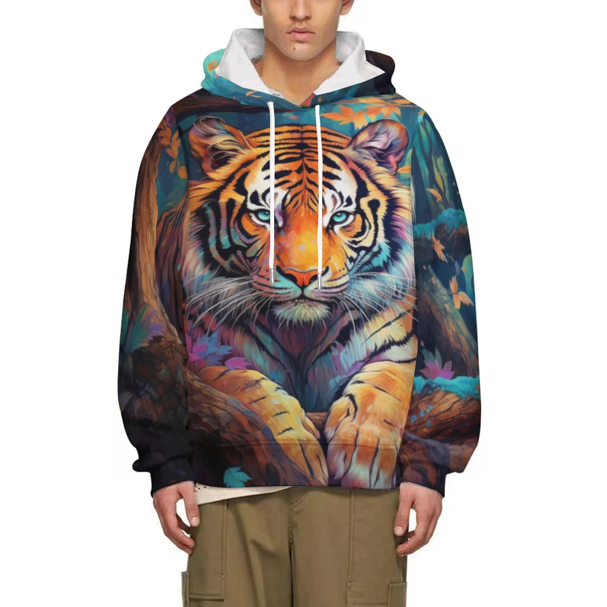 

Spring And Autumn Fashion 3D Printing Animal Tiger Lion Men's/Women's Hoodie Street Personality Wild Loose Top