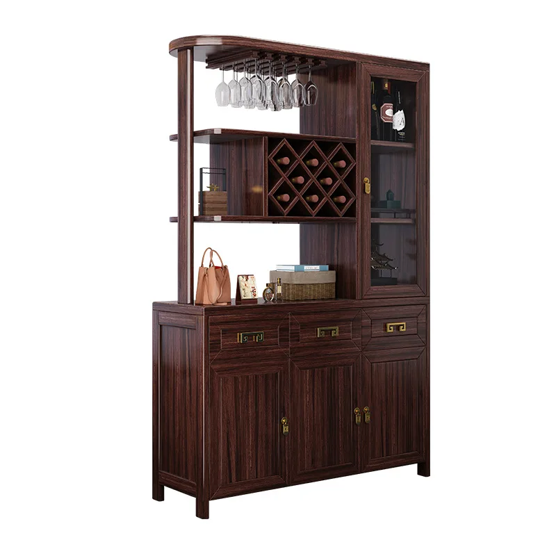 

Black gold solid wood room cabinet, double-sided partition cabinet, new Chinese living room, wine cabinet, shoe cabinet