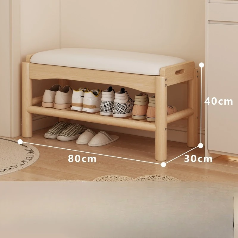 

Solid Wood Entryway Bench Narrow Shoe Rack with Seat Living Room Storage Stool for Small Space Apartment Furniture