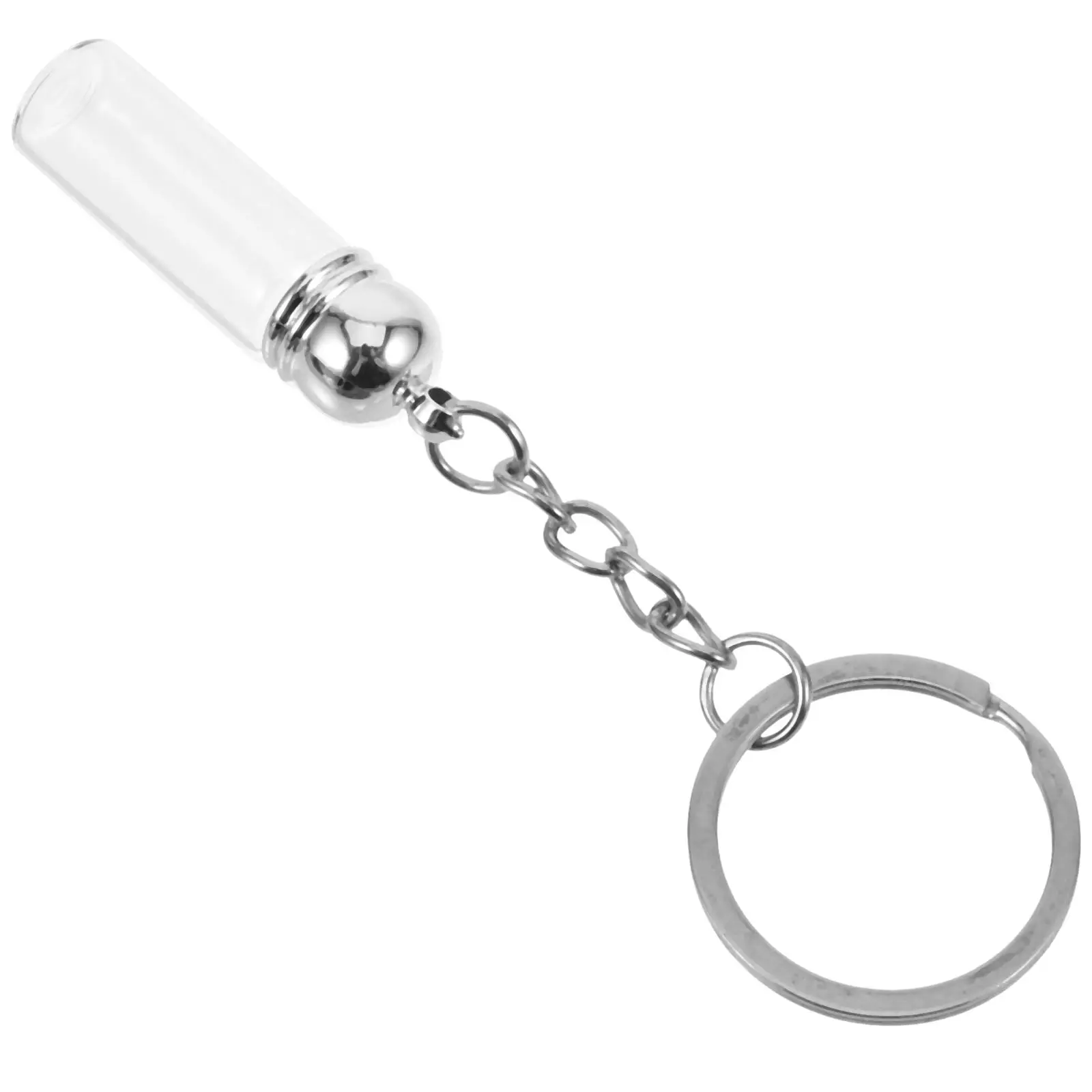 

Glass Bottle Keychain 35x11mm Transparent Pendant Essential Oils Perfume Storage Metal Cap Wallet Purse Backpack Decoration