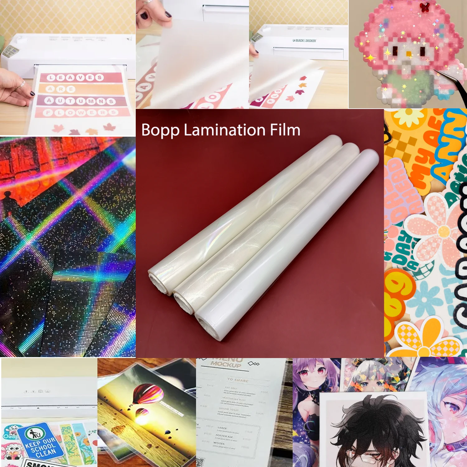 1Roll BOPP Holographic Precoated Film, Glitter Holographic Overlay Laminating Film, Waterproof&Scratch-Proof, For Scrapbooking