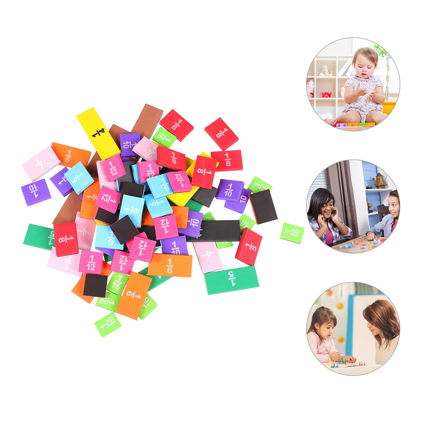 1 ชุดบล็อกเศษส่วนคณิตศาสตร์ บล็อกเรียนรู้ระดับพรีเมียม สีสันสดใส ของเล่นเสริมพัฒนาการสำหรับเด็ก ทนทาน ของเล่นเด็ก ของเล่นเสริมพัฒนาการเด็กเล็ก