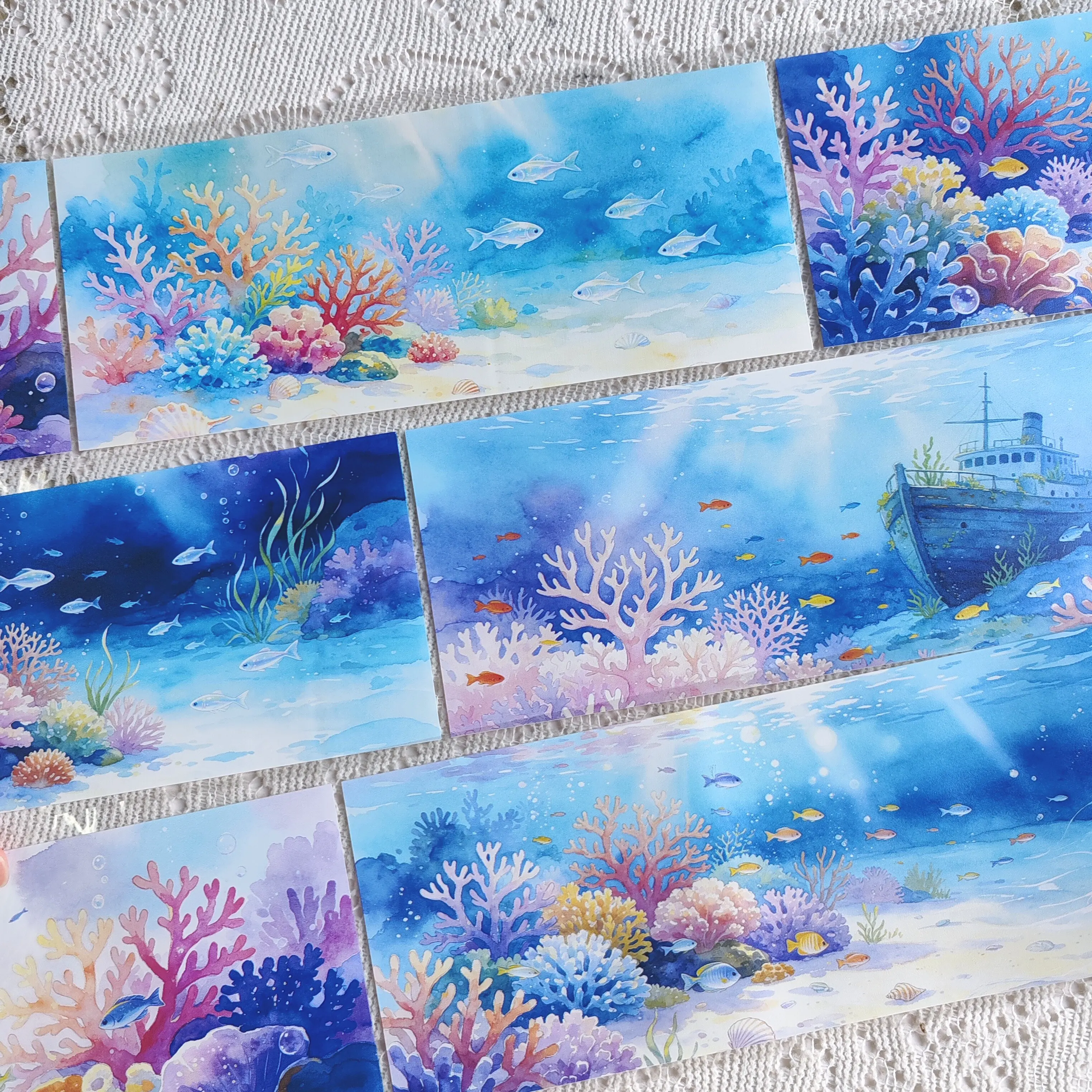 Dreamy Undersea Ocean Background PET Washi Tape Journal Scrapbooking DIY Collage Landscape Decorative Stickers For Planner