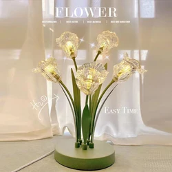 Tulip Flower Desk Lamp Modern And Minimalist Led Bell Orchid Inset French Pastoral Cozy Bedroom Bedside Night Light Fixture