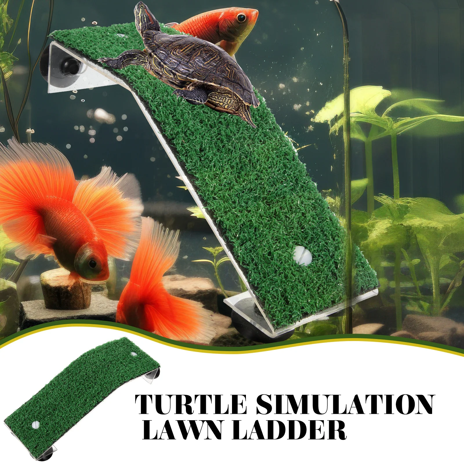 

Simulated Lawn Ladder Vivid Grass Terrace Fish Tank Decor Reptile Shelter Privacy Security Basking Platform Pet Interaction
